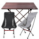 MasterTool - Aluminium Camping Foldable Hard Top Table & Chairs Set（Black Chair*1+Gray Chair*1+Table*1)