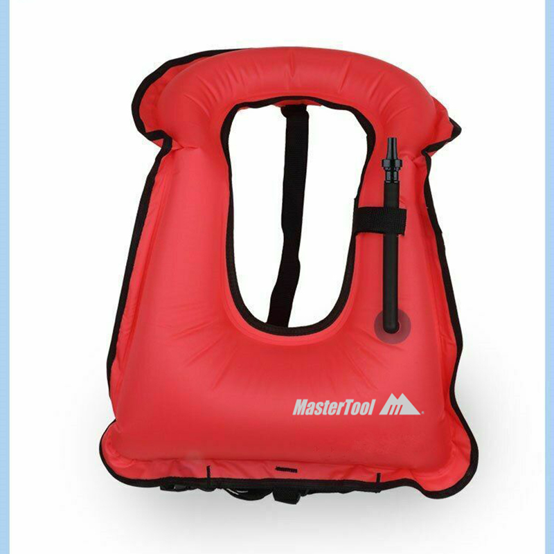 MasterTool - Snorkel Vest-Red, Adults Portable Inflatable Swim Vest Jackets for Snorkeling Swimming Diving Safety