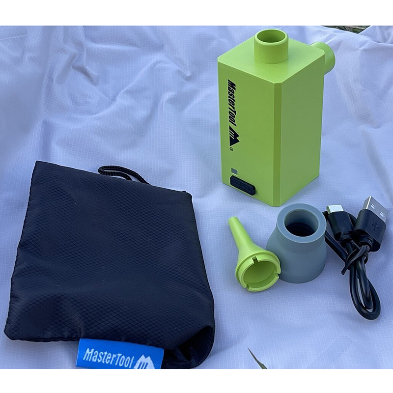 MasterTool - Double Large Size Inflatable Sleeping Foldable Mattress, Blue+ Outdoor Portable Air Pump