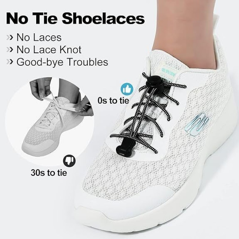 MasterTool - Reflective Kids Adults One Pair Elastic No Tie Shoe Laces Lock Lace for Sneakers (White)