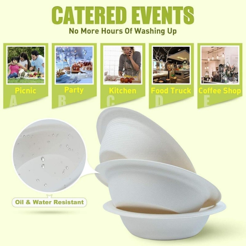 MasterTool - 【Degradable and Microwavable Use】Eco-Friendly Biodegradable Sugarcane Paper Bowls (700ml) - 19cm