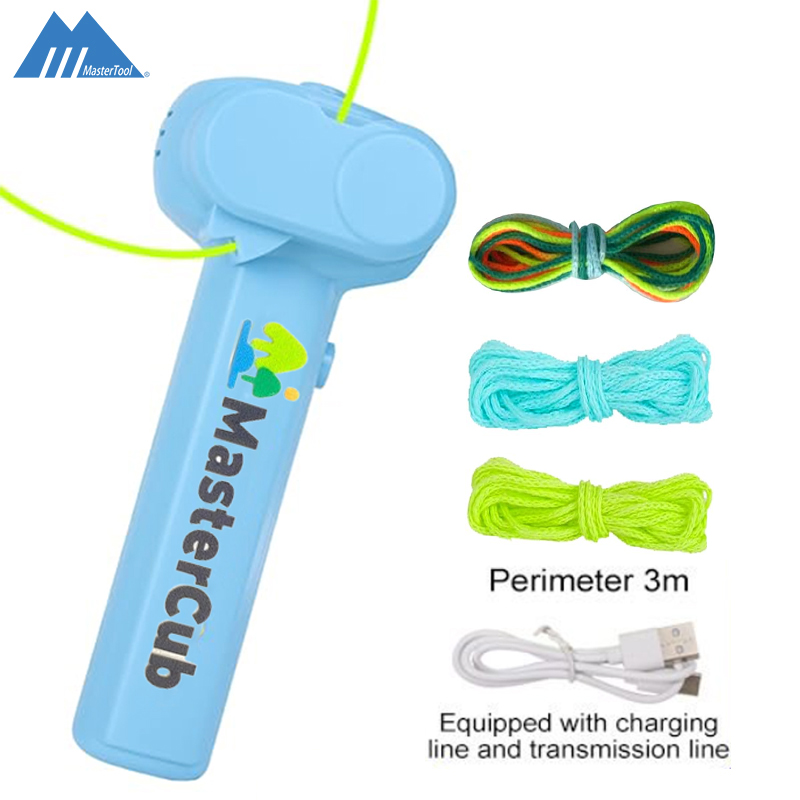 Glow-in-the-dark rope launcher propeller. Handheld novelty lasso shooter. Cool glow-in-the-dark rope
