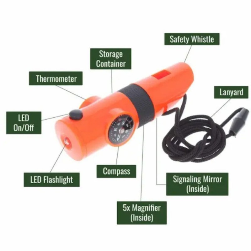 7-in-1 Multifunctional whistle Outdoor hiking camping survival whistle High decibel survival whistle