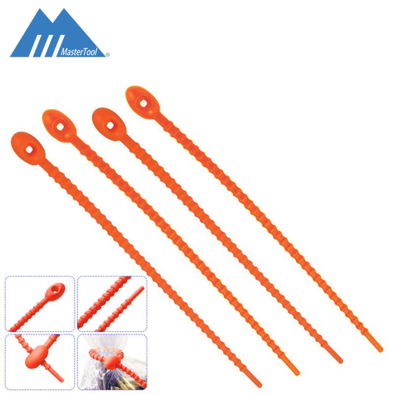 MasterTool - Elastic Band, Silicone Cable Ties, Silicone Strap Ties and Hooks (4pcs/bag)