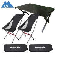 Egg roll table & Lightweight Folding High Back Camping Outdoor Chairs Set（Black Chair*2+Table*1)
