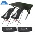 Egg roll table & Lightweight Folding High Back Camping Outdoor Chairs Set（Black Chair*2+Table*1)