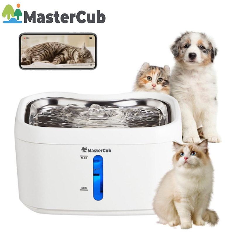 MasterCub 2.5L APP Monitoring Cat Water Fountain with Wireless Pump, Pet Water Fountain for Animals