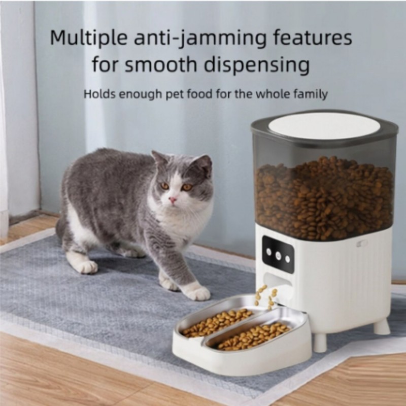 MasterCub 4.5L Automatic pet food dispenser with two bowls, 4.5 liter capacity, suitable for dogs and cat