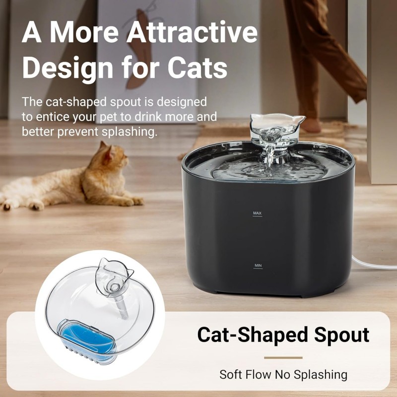 MasterCub 2.2L Cat Fountain, Quiet Operation, Automatic Water Dispenser for Pets, Versatile, Large Capacity