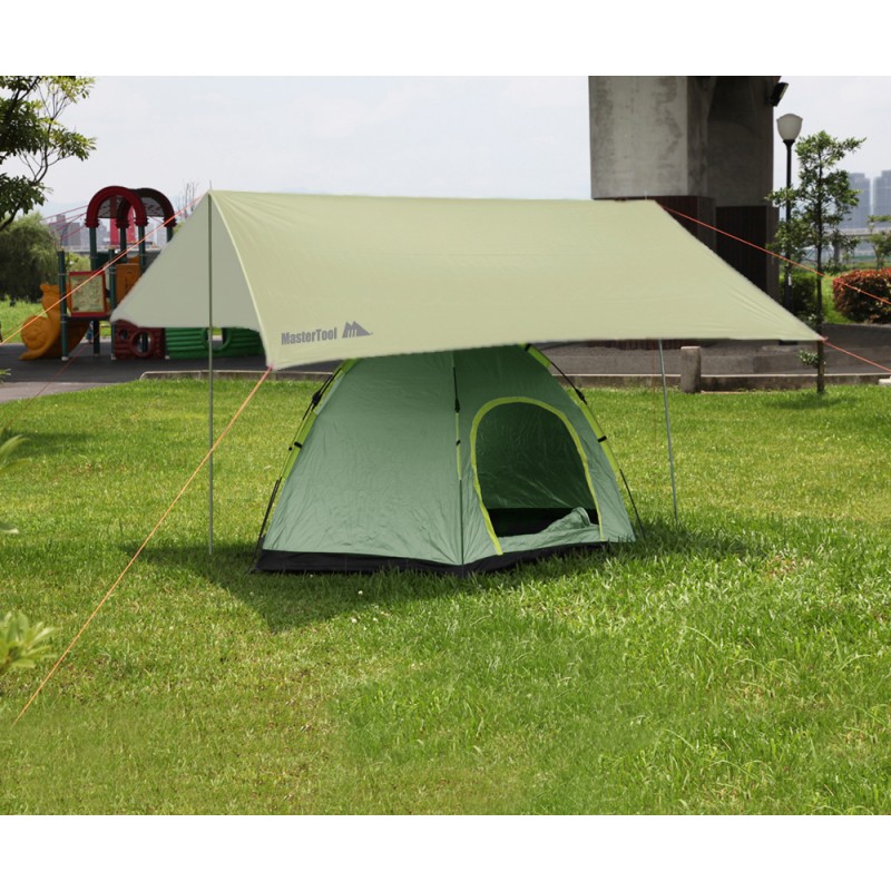 MasterTool - 2.5x2.5m Tent Tarp,canopy-light green, with shading and waterproof functions. Portable canopy,Tarp
