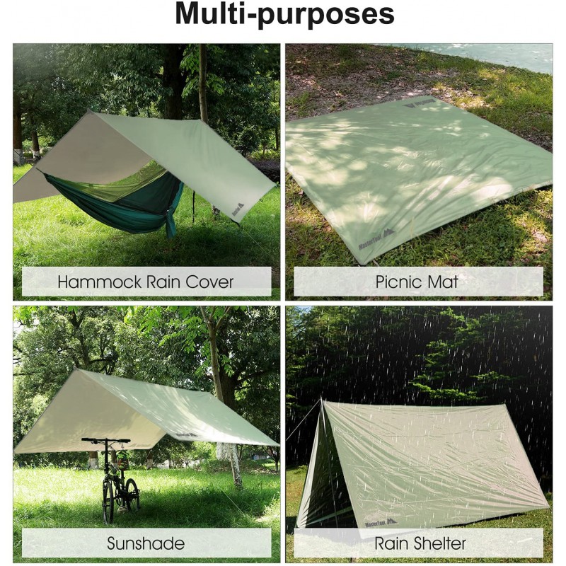 MasterTool - 2.5x2.5m Tent Tarp,canopy-light green, with shading and waterproof functions. Portable canopy,Tarp