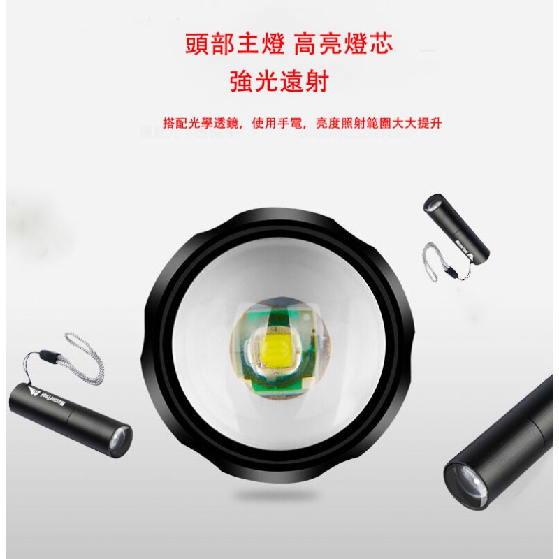 MasterTool - Mini USB Rechargeable Bright Flashlight 100 Lumens Micro Mini Torch IP44 Waterproof
