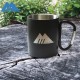 MasterTool - Double Stainless steel wall cup, Coffee cup, Black Coffee cup with black carabiner