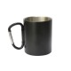 MasterTool - Double Stainless steel wall cup, Coffee cup, Black Coffee cup with black carabiner