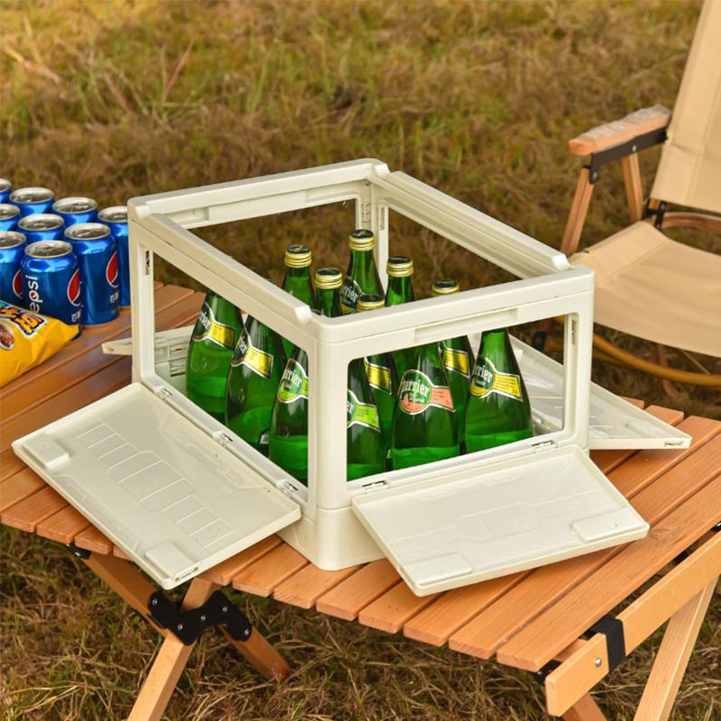 MasterTool - Outdoor Camping Folding Open Side Storage Box 30L,Khaki, Household Folding Storage Box