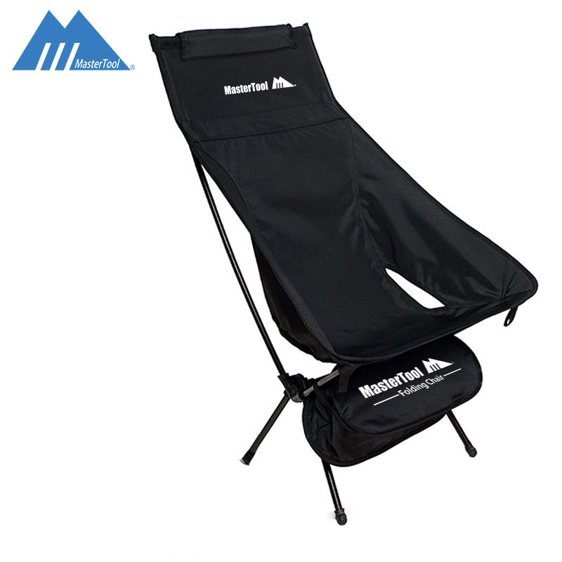 New style lightweight Folding High Back Camping Outdoor Chair with Headrest, black