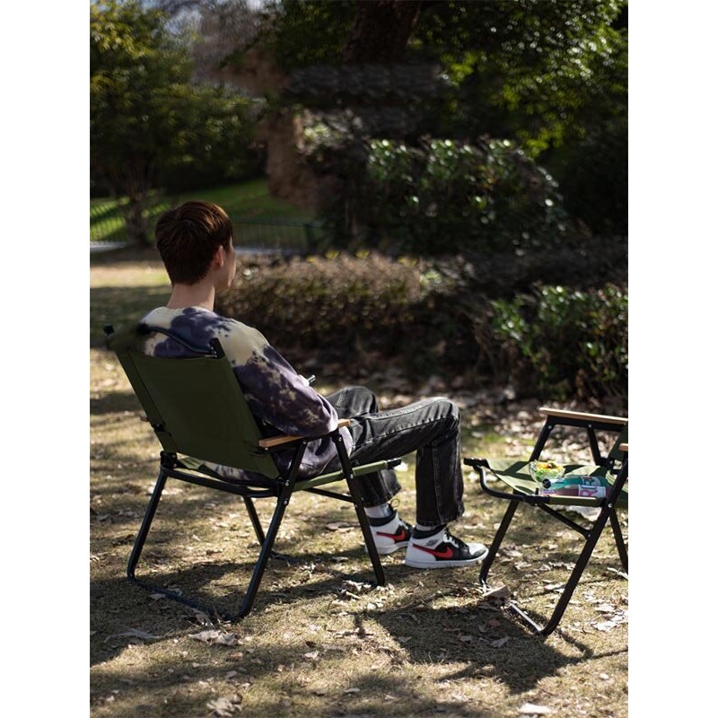 MasterTool- Portable Recliner Back Relaxed Camping Chair-Green 