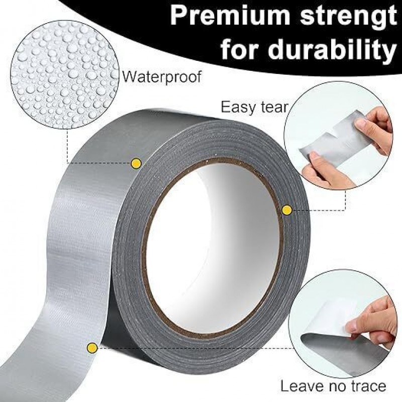MasterTool 2 pcs Duct Tape-silver(5cm x 1.3m) ,Survive Outdoors Longer Duct Tape, Outdoor repair tools