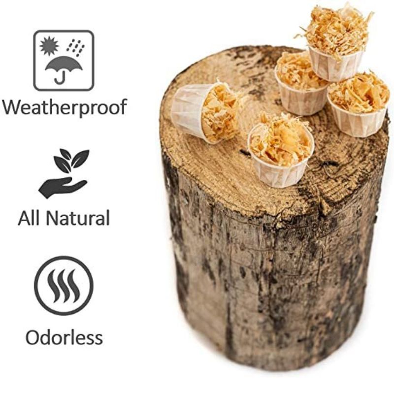 MasterTool - All Natural Wood Wool Fuel Cups. 16 Pieces per Bag. Made of Wood Wool with Paraffin Wax Coating