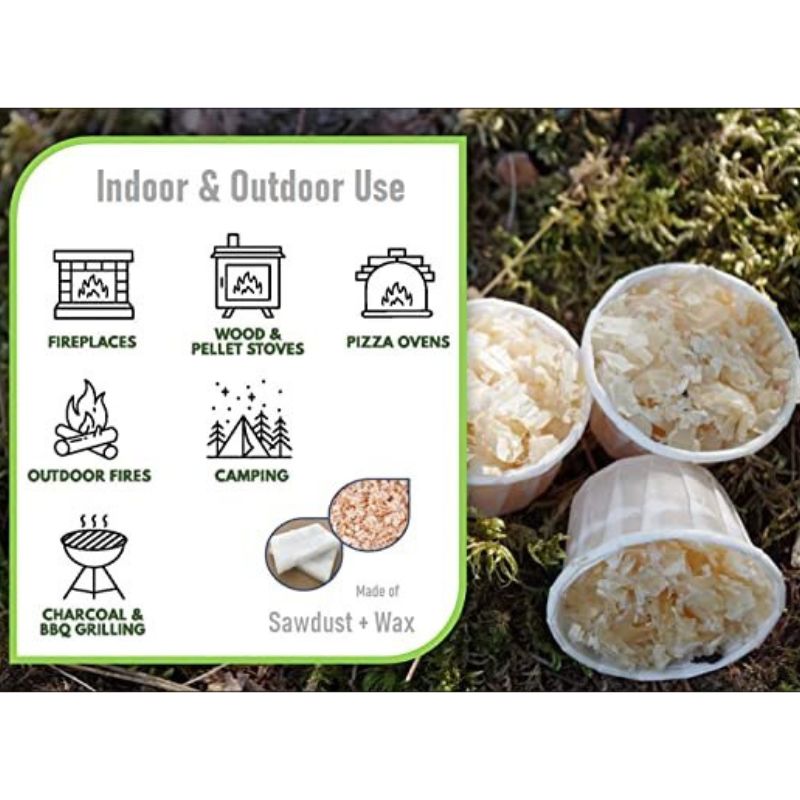 MasterTool - All Natural Wood Wool Fuel Cups. 16 Pieces per Bag. Made of Wood Wool with Paraffin Wax Coating