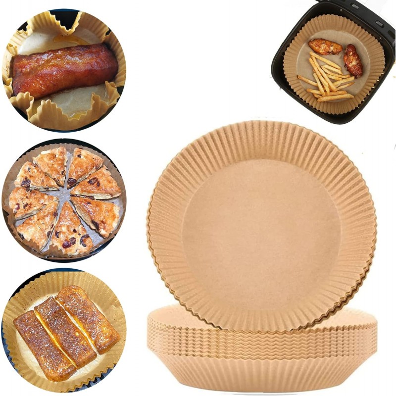 Air fryer paper, Non-stick Oil Resistant Air Fryer Parchment Paper Liners, 100pcs/pack