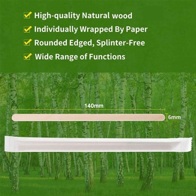 Savingoasis 100pcs 100% Eco-Friendly Wooden Disposble Coffee Stirrers (Individually Wrapped)
