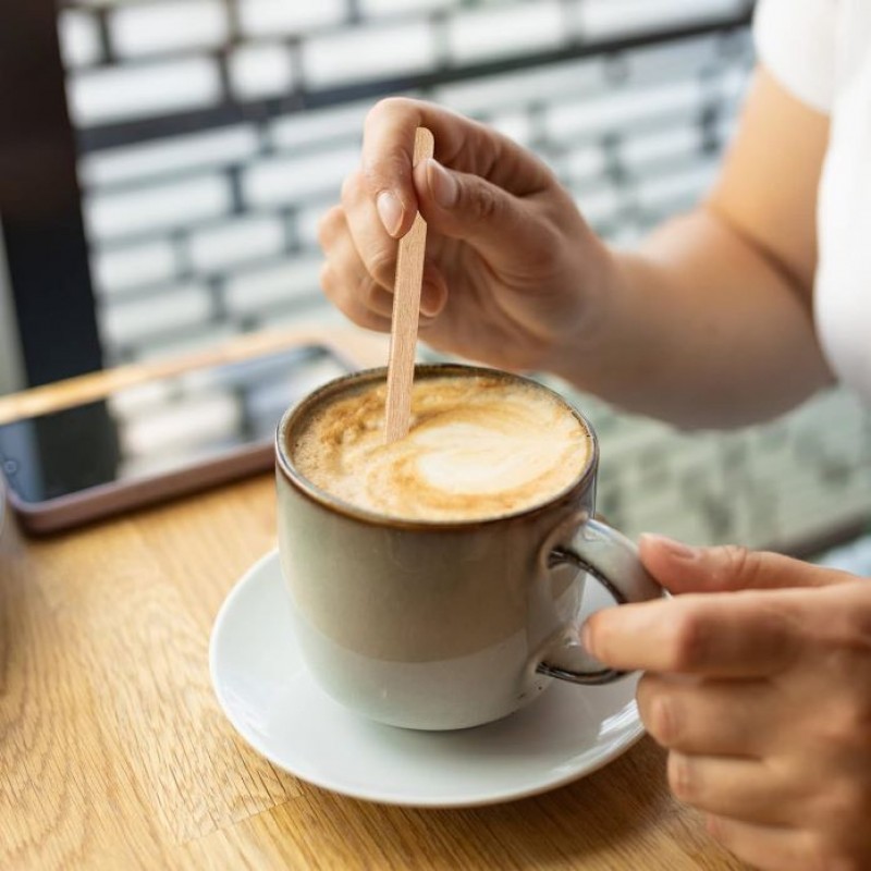 Savingoasis 100pcs 100% Eco-Friendly Wooden Disposble Coffee Stirrers (Individually Wrapped)