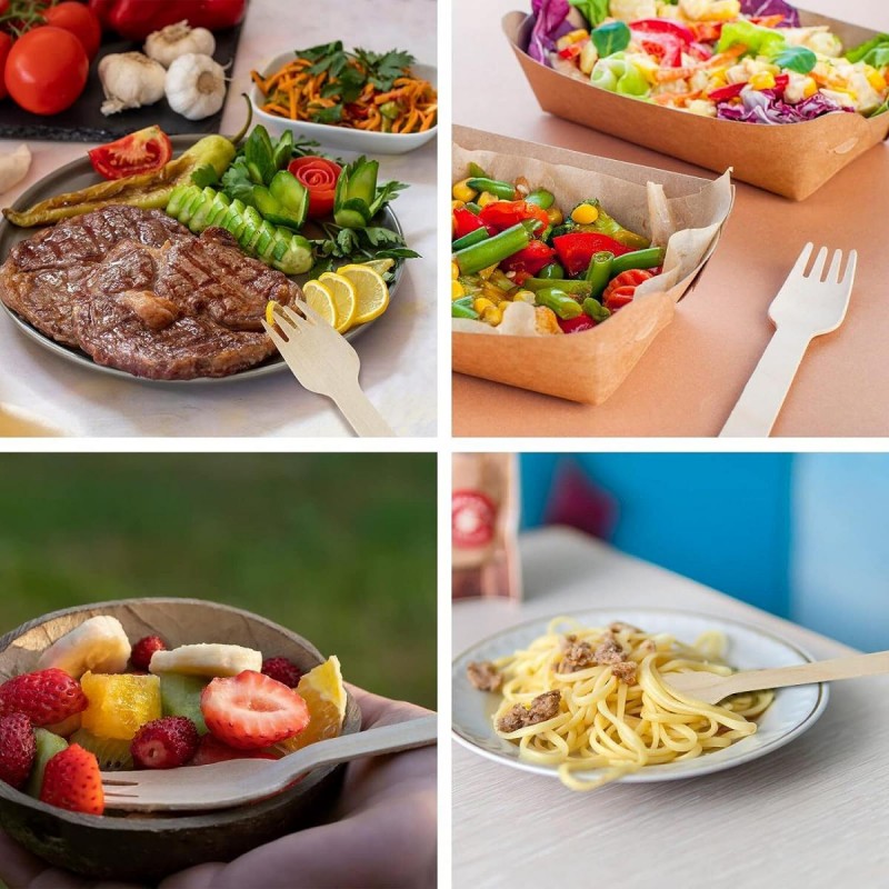 MasterTool - SavingOasis 50 pcs 100%Composable Eco-Friendly Wooden Disposble Cultery (Spoon x 25 + Fork x 25)