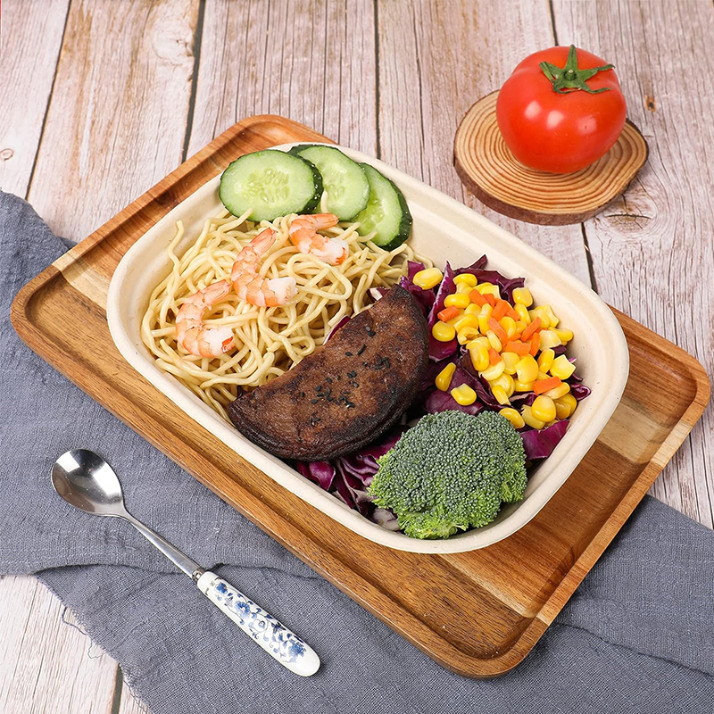 【Degradable and Microwavable Use | 50 pieces】Savingoasis Environmental bamboo paper lunch box