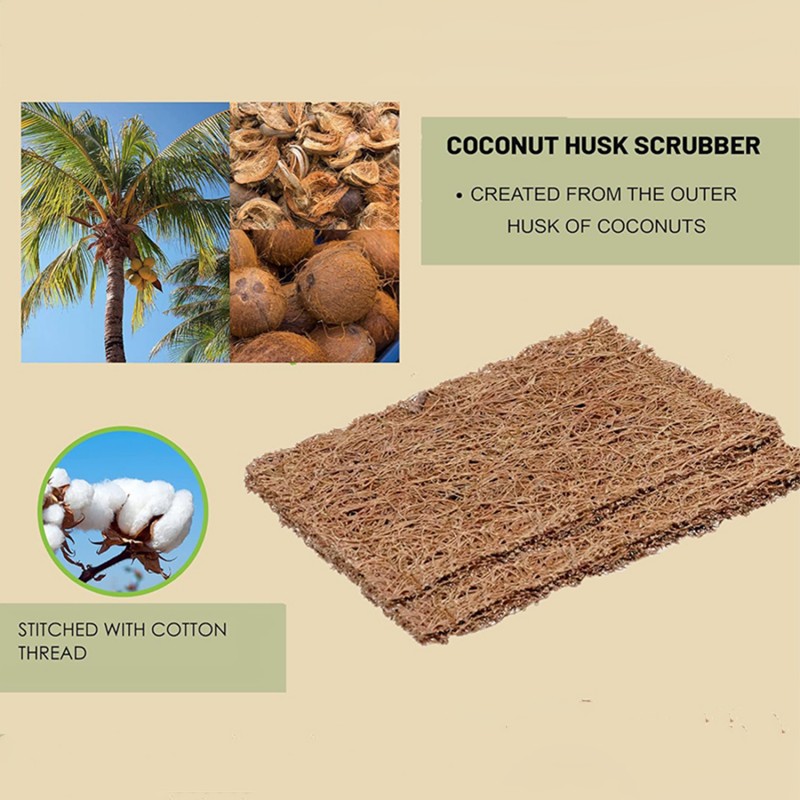 Savingoasis 5 PCS Coconut Scrubbing Pads, Dish Scrubber Scrubbing Pads for Dishes, Coir Scrubber