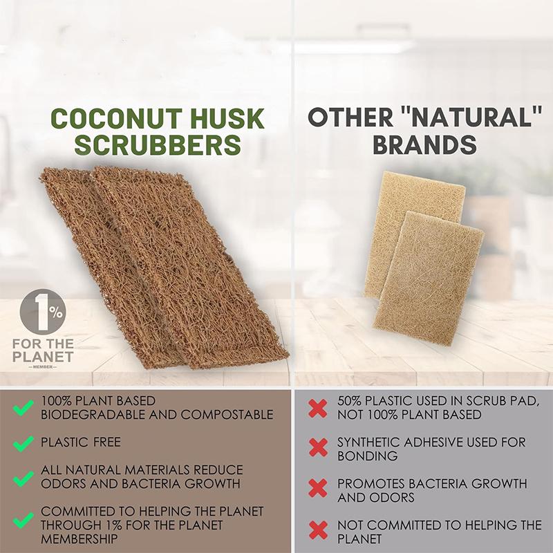 Savingoasis 5 PCS Coconut Scrubbing Pads, Dish Scrubber Scrubbing Pads for Dishes, Coir Scrubber