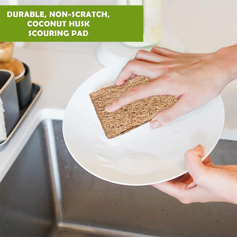Savingoasis 5 PCS Coconut Scrubbing Pads, Dish Scrubber Scrubbing Pads for Dishes, Coir Scrubber
