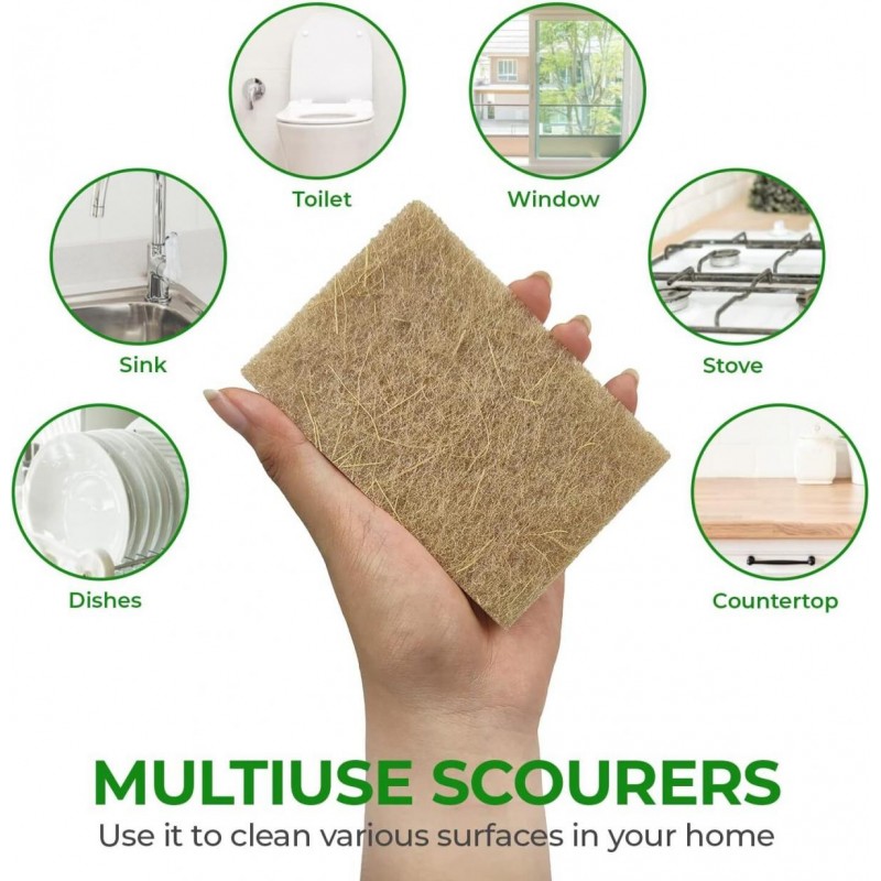 Savingoasis 5 PCS Coconut Scrubbing Pads, Dish Scrubber Scrubbing Pads for Dishes, Coir Scrubber