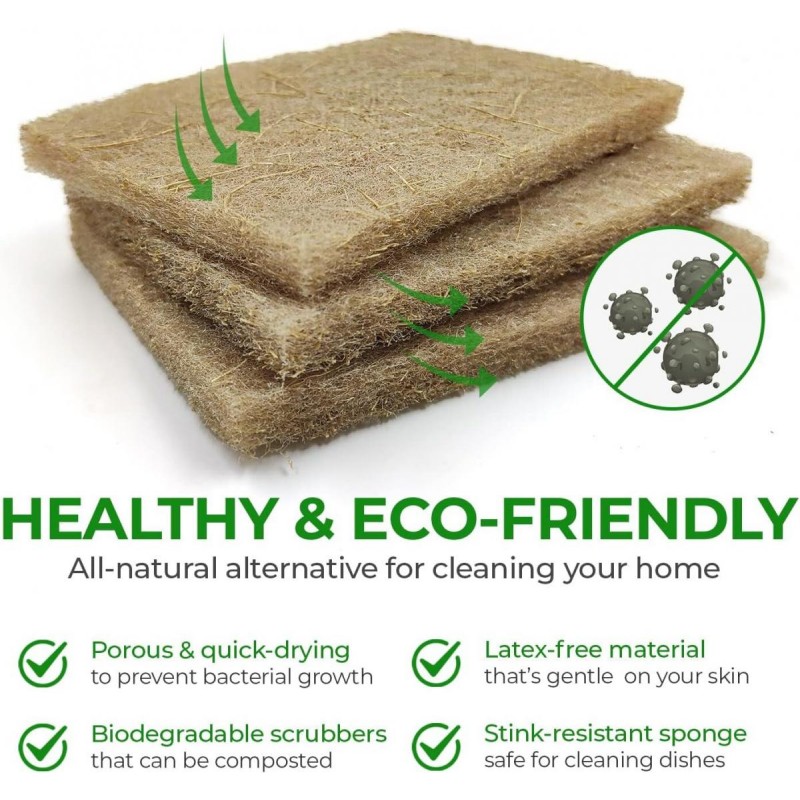 Savingoasis 5 PCS Coconut Scrubbing Pads, Dish Scrubber Scrubbing Pads for Dishes, Coir Scrubber