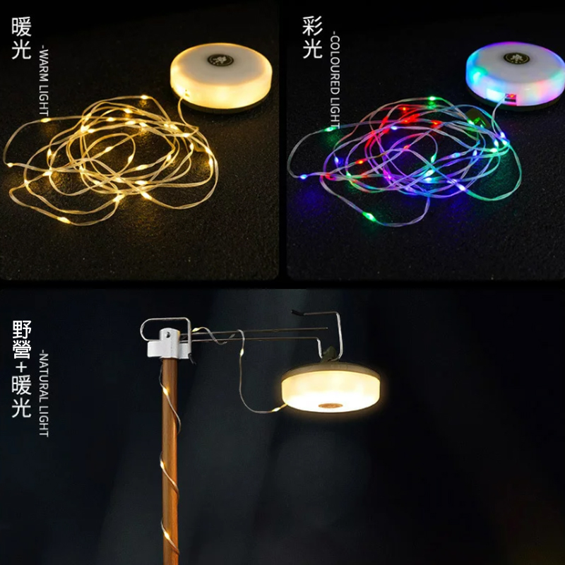 MasterTool - Rechargeable tent light with 9 meters string light, Portable Camping Light