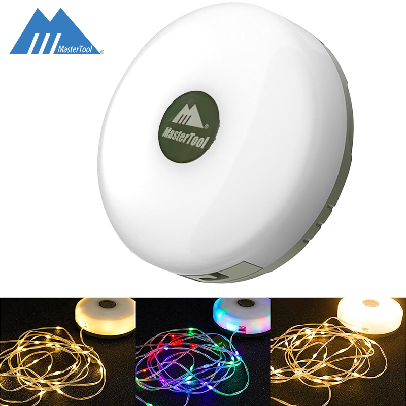 MasterTool - Rechargeable tent light with 9 meters string light, Portable Camping Light