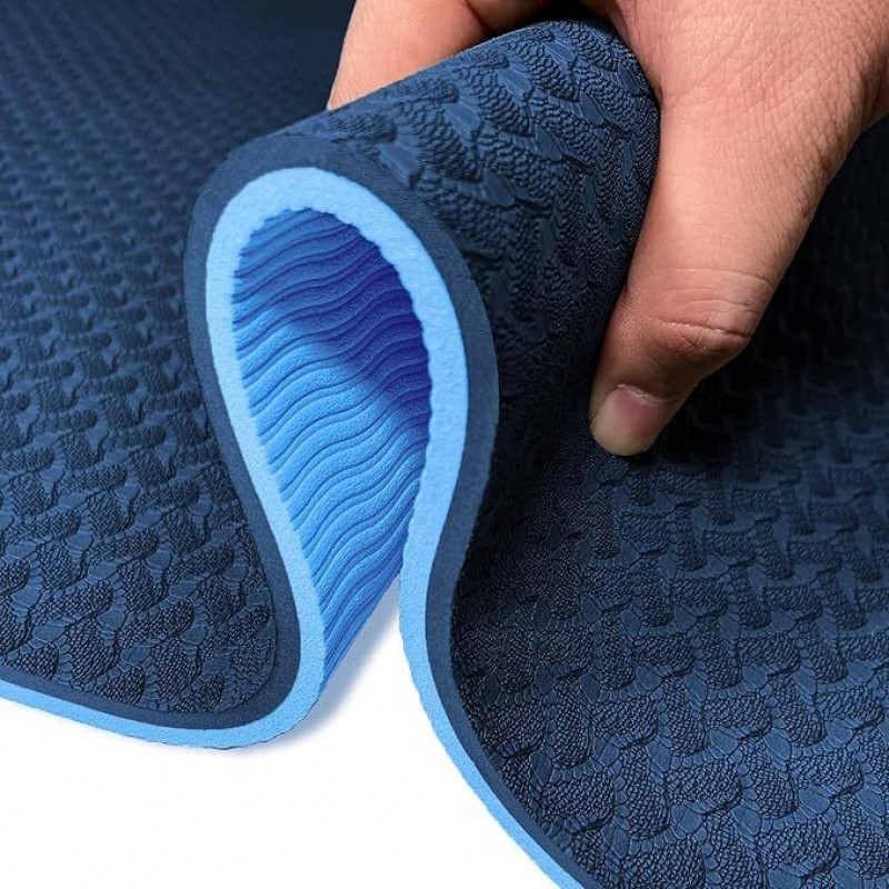 MasterTool - Yoga Mat-Blue Thick Nylon Strap for Men & Women - Non Slip Exercise Mat for Yoga, Pilates, Stretch