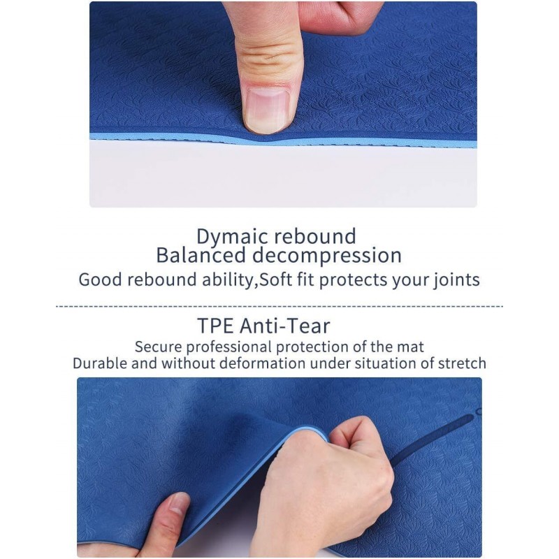 MasterTool - Yoga Mat-Blue Thick Nylon Strap for Men & Women - Non Slip Exercise Mat for Yoga, Pilates, Stretch