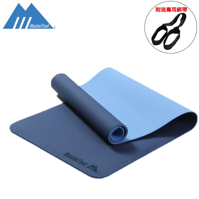 MasterTool - Yoga Mat-Blue Thick Nylon Strap for Men & Women - Non Slip Exercise Mat for Yoga, Pilates, Stretch