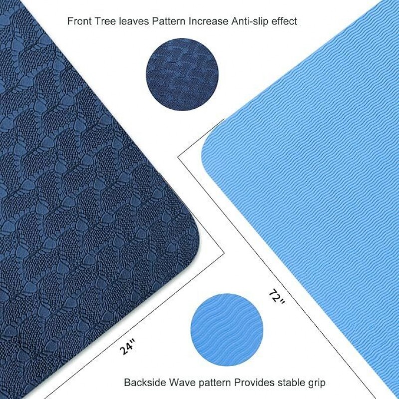 MasterTool - Yoga Mat-Blue Thick Nylon Strap for Men & Women - Non Slip Exercise Mat for Yoga, Pilates, Stretch