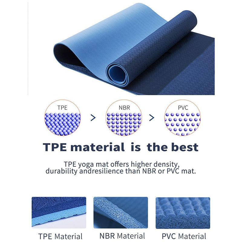 MasterTool - Yoga Mat-Blue Thick Nylon Strap for Men & Women - Non Slip Exercise Mat for Yoga, Pilates, Stretch