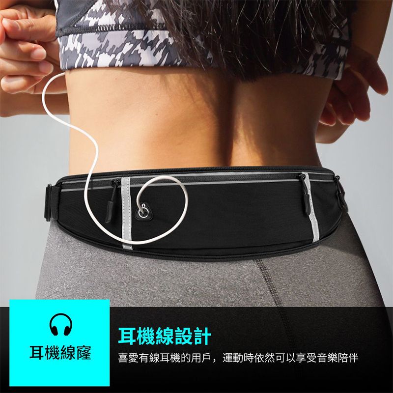 Sport Runner Waist Bum Bag- Black, Running Jogging Belt, Waterproof Phone Holder, Fanny Pack