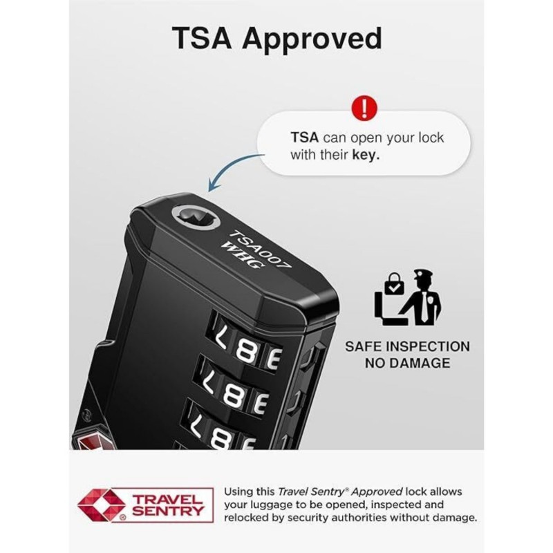 MasterTool 2pcs TSA Customs Certified Luggage Combination Lock Suitcase lock Locker lock - Silver and Black