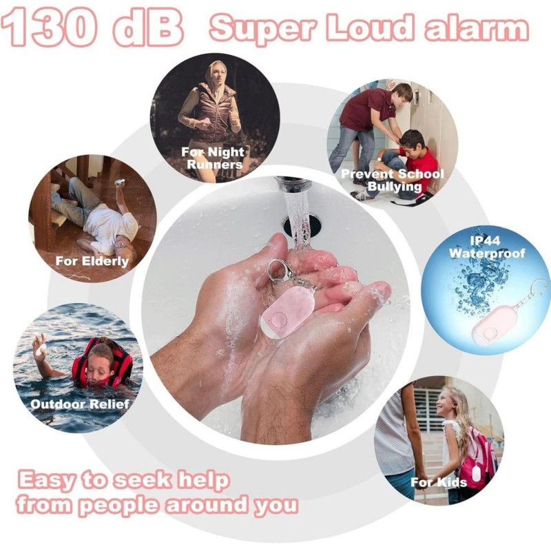 MasterTool Burglar/Safety Self-Defense Personal Alarm,Rechargeable 130DB Police Approved Rope Alarm - White