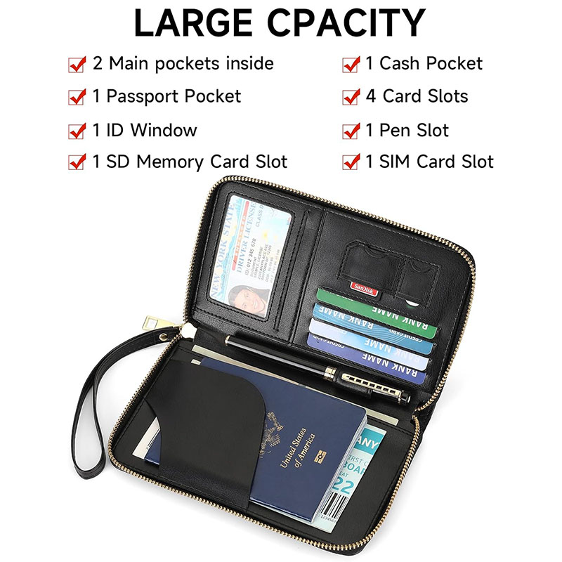MasterTool - Travel Wallet RFID Passport Holder Cover Case Cards ID Women Men Multi Function