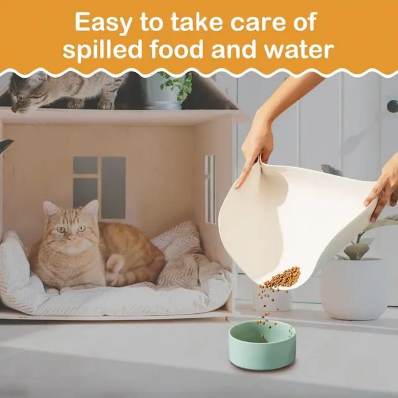 Cat Dog Food Mat, Waterproof Dog Feeding Mat, Non Slip Spill Proof Pet Bowl mat