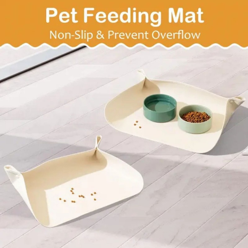 Cat Dog Food Mat, Waterproof Dog Feeding Mat, Non Slip Spill Proof Pet Bowl mat