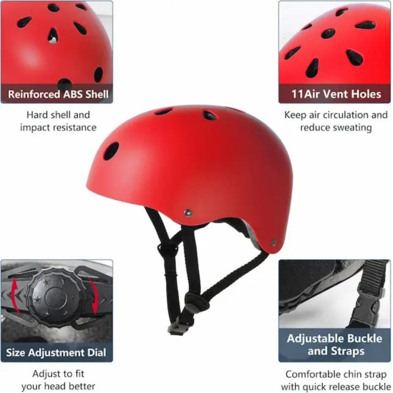 Adjustable Kids Helmet-Red, Toddler Bike Helmet for 3-8 Years,(48-56cm)