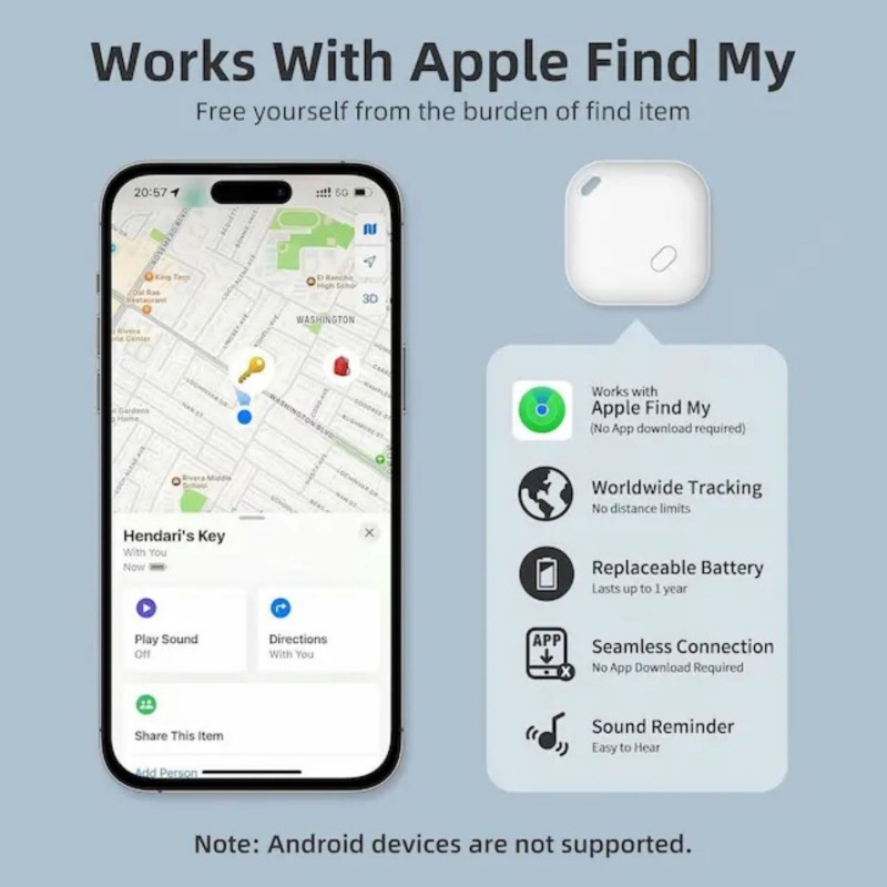 Creavier Key Finder Tag, Item Finder Works with Apple Find My (iOS only)