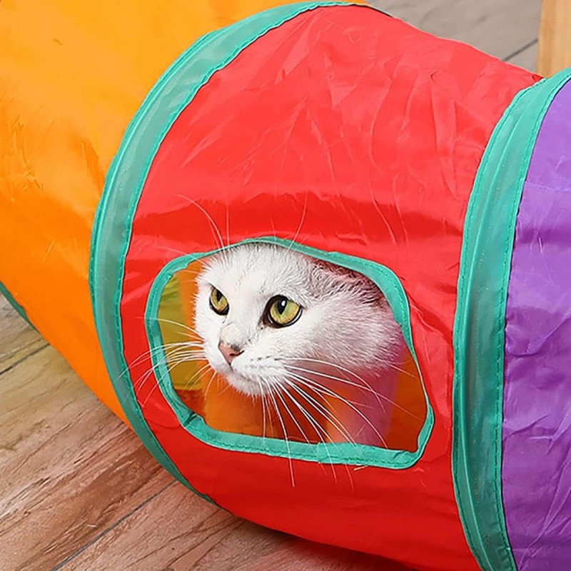 MasterCub Cat Tunnel Cat Toy Foldable Storage Two-way Tunnel Curved S-shaped Fun Cat Supplies Cat Tunnel Nest